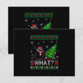 クリスマスツリーを押しおもしろいて何と黒い猫 出欠カード (正面/裏面)