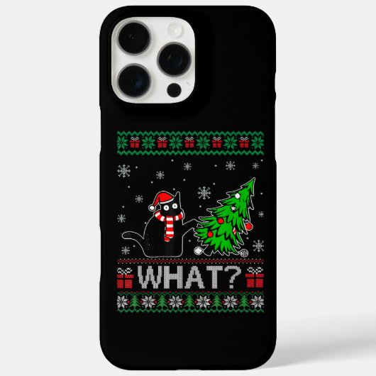 クリスマスツリーを押しおもしろいて何と黒い猫 Case-Mate iPhoneケース (裏面)