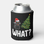 クリスマスツリーを押す黒猫おもしろい 缶クーラー (缶正面)