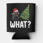 クリスマスツリーを押す黒猫おもしろい 缶クーラー (正面)