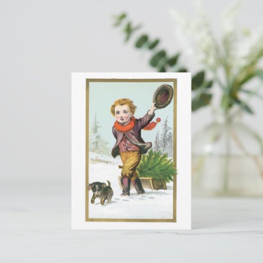クリスマスツリーを持ち帰る シーズンポストカード (スタンド正面)