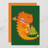 クリスマスツリーを持つかわいいドラゴン シーズンカード (正面/裏面)