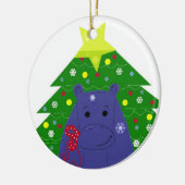 クリスマスツリーを持つカバ セラミックオーナメント (左)