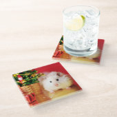 クリスマスツリーを持つハムスターKokolinka ガラスコースター (アングル)