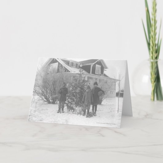 クリスマスツリーを持つ子どもたち シーズンカード (正面)