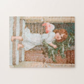 クリスマスツリーを持つ愛らしい天使 ジグソーパズル (横)