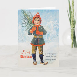 クリスマスツリーを持つ男の子Jenny Nystrem CC0937 シーズンカード
