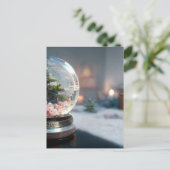 クリスマスツリーを持つ雪だるま ポストカード (スタンド正面)