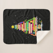 クリスマスツリーを楽しむクリスマス司書 シェルパブランケット (正面(横))