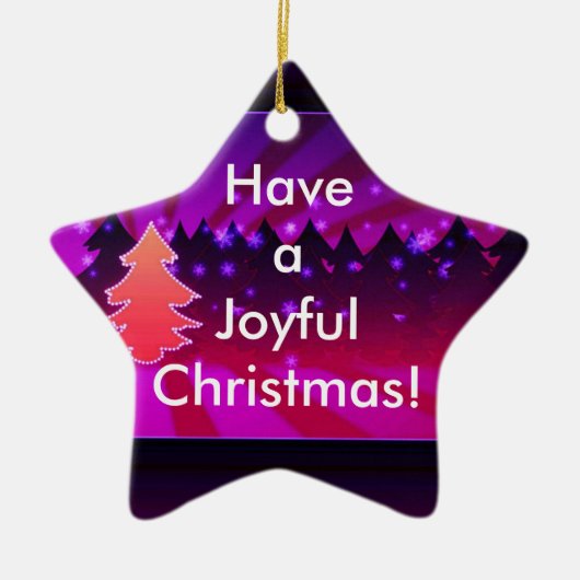 クリスマスツリーを楽しむ紫のオーナメント セラミックオーナメント (正面)