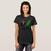 クリスマスツリーを猫に押し付ける黒猫What Tシャツ (正面フル)