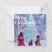 クリスマスツリーを見上げる子供たち ノートカード (正面)