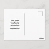 クリスマスツリーを載せたレトロな赤い車の感謝カード ポストカード (裏面)