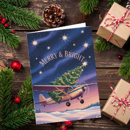 クリスマスツリーを運ぶセスナ機の写真が面白い カード