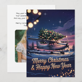 クリスマスツリーを運ぶセスナ機の写真が面白い シーズンカード