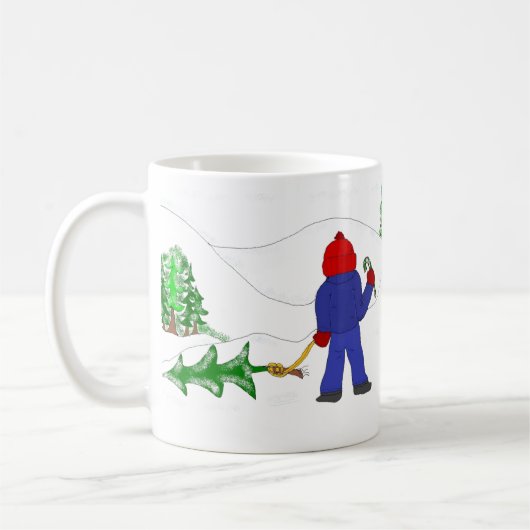 クリスマスツリーを運ぶ コーヒーマグカップ (左)