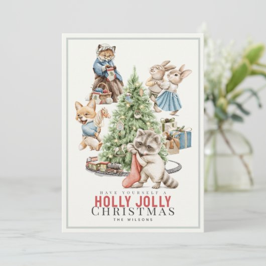 クリスマスツリーを集める森林動物 シーズンカード (スタンド正面)