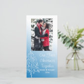 クリスマスツリーを青い初めてのクリスマスで一緒に シーズンカード (スタンド正面)