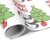 クリスマスツリーを飾ったかわいいパンダ ラッピングペーパー (ロールコーナー)