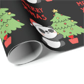 クリスマスツリーを飾ったかわいいパンダ ラッピングペーパー (ロールコーナー)