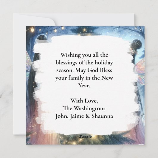 クリスマスツリーを飾るかわいい妖精たち シーズンカード (裏面)