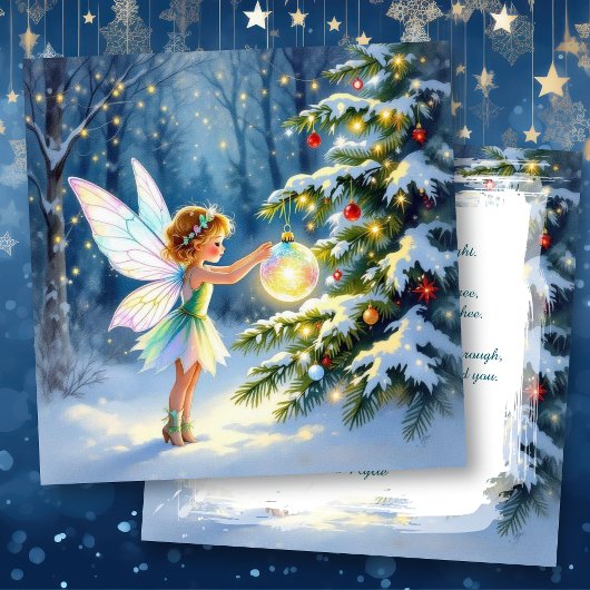 クリスマスツリーを飾るクリスマスの妖精 カード
