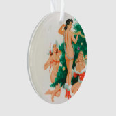 クリスマスツリーを飾る女の子をピン留めする オーナメント (正面)