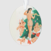 クリスマスツリーを飾る女の子をピン留めする オーナメント (正面)