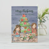 クリスマスツリーを飾る女の子 シーズンカード (スタンド正面)