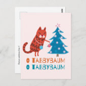クリスマスツリーを飾る猫 ポストカード (正面/裏面)