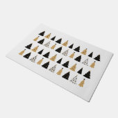 クリスマスツリーを黒と金ゴールドスタイルで整形 ドアマット (アングル)