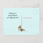 クリスマスツリーアンドサブルシェットランド・ シープドッグホリデーポストカード シーズンポストカード (裏面)