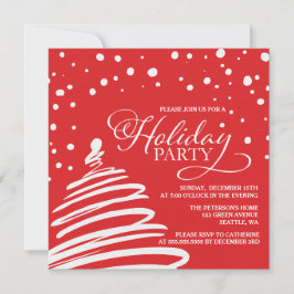 クリスマスツリーアンドスノーホリデーパーティー招待状 招待状
