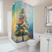クリスマスツリーアートイン抽象芸術油&パステル シャワーカーテン (インサイチュ)