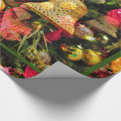 クリスマスツリーアートグリーンイ縁どン魅力的陽気 ラッピングペーパー (コーナー)