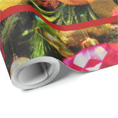 クリスマスツリーアートレッドイ縁どン魅力的グ ラッピングペーパー (ロールコーナー)