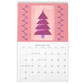 クリスマスツリーアート年のカレンのまわりにダー カレンダー (2月 2027)