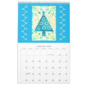 クリスマスツリーアート年のカレンのまわりにダー カレンダー (1月 2026)