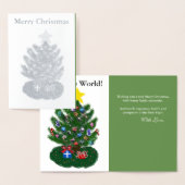 クリスマスツリーイエロースターシルバーフォイルカード 箔カード (ディスプレー)