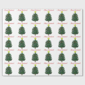 クリスマスツリーイエロースタージンジャーブレッドマン ラッピングペーパー (フラット)