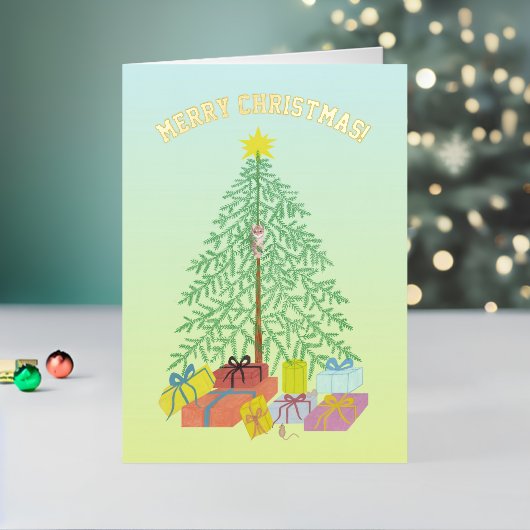 クリスマスツリーイエロー&グリーン 箔シーズンカード (クリスマスインサイチュ2)