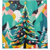 クリスマスツリーイラストレーション1 – シャワーカーテン (正面)