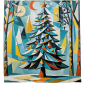 クリスマスツリーイラストレーション2 – シャワーカーテン (正面)