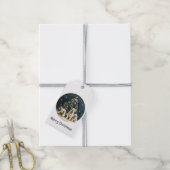 クリスマスツリーイングリッシュブルドッグパピー ギフトタグ (より糸付き)