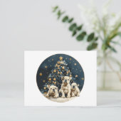 クリスマスツリーイングリッシュブルドッグパピー シーズンポストカード (スタンド正面)