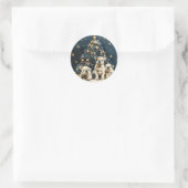 クリスマスツリーイングリッシュブルドッグパピー ラウンドシール (バッグ)