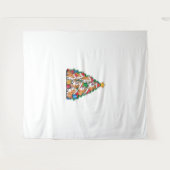 クリスマスツリーイングリッシュブルドッグブルドッグ タペストリー (正面(横))