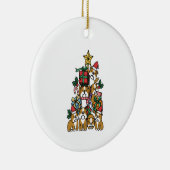 クリスマスツリーイングリッシュブルドッグ長袖 セラミックオーナメント (右)