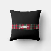 クリスマスツリーインレッドプレイド金ゴールドスター名前をカスタムする クッション (裏面)