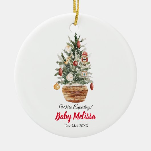クリスマスツリーウィズアプレクティブペアズオーナメント セラミックオーナメント (正面)